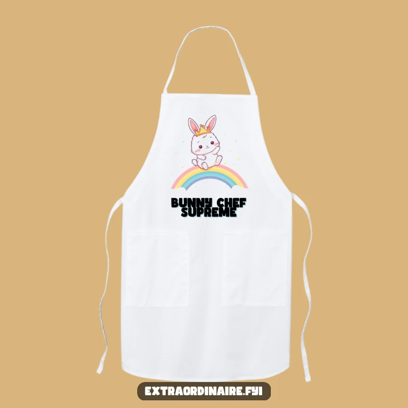 Funny Bunny Chef Apron: Regal Rainbow Leap, Kitchen Humor & Funny Gift