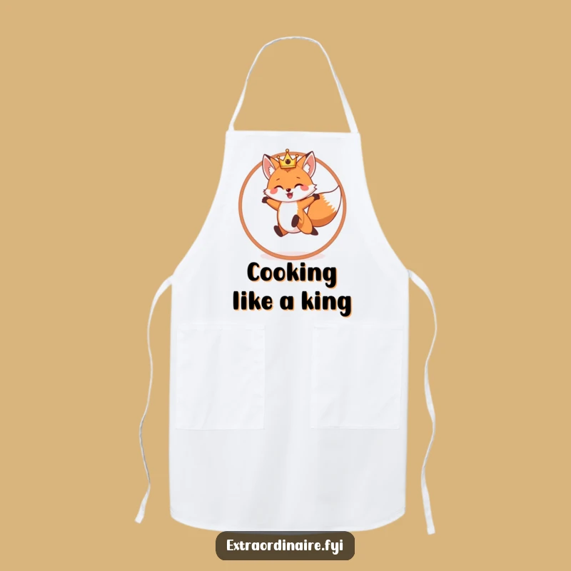 Funny Fox King Apron: Regal Chef, Perfect Playful Gift