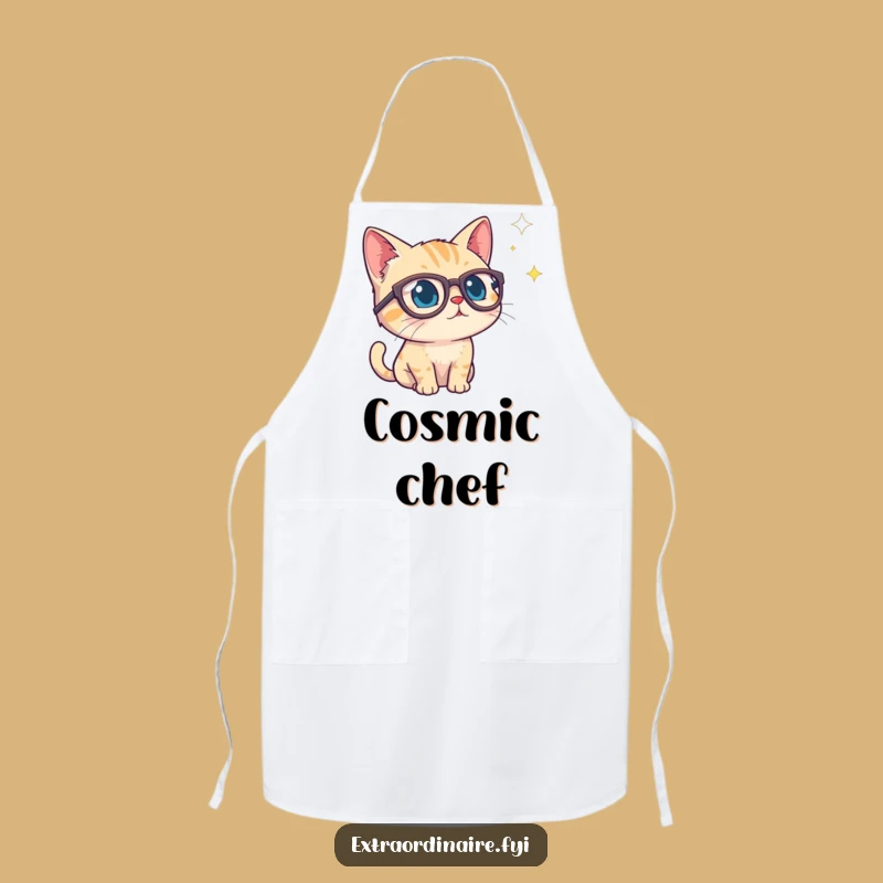 Curious Cat Stargazer Apron: Cook with Cosmic Curiosity, Whimsical Funny Gift
