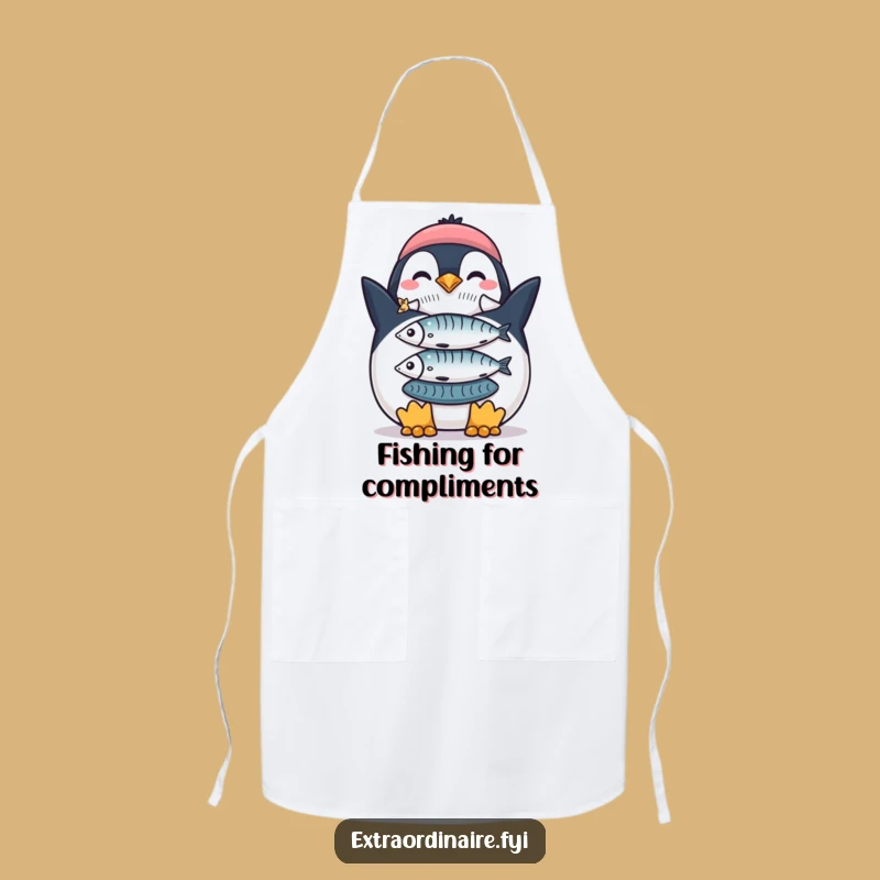 Funny Penguin Fish Stack Apron: Chef Pride, Kitchen Success!