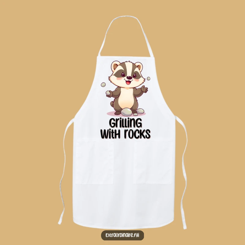 Funny Badger Pebble Juggle Apron: Cook with Delighted Acrobat Flair!