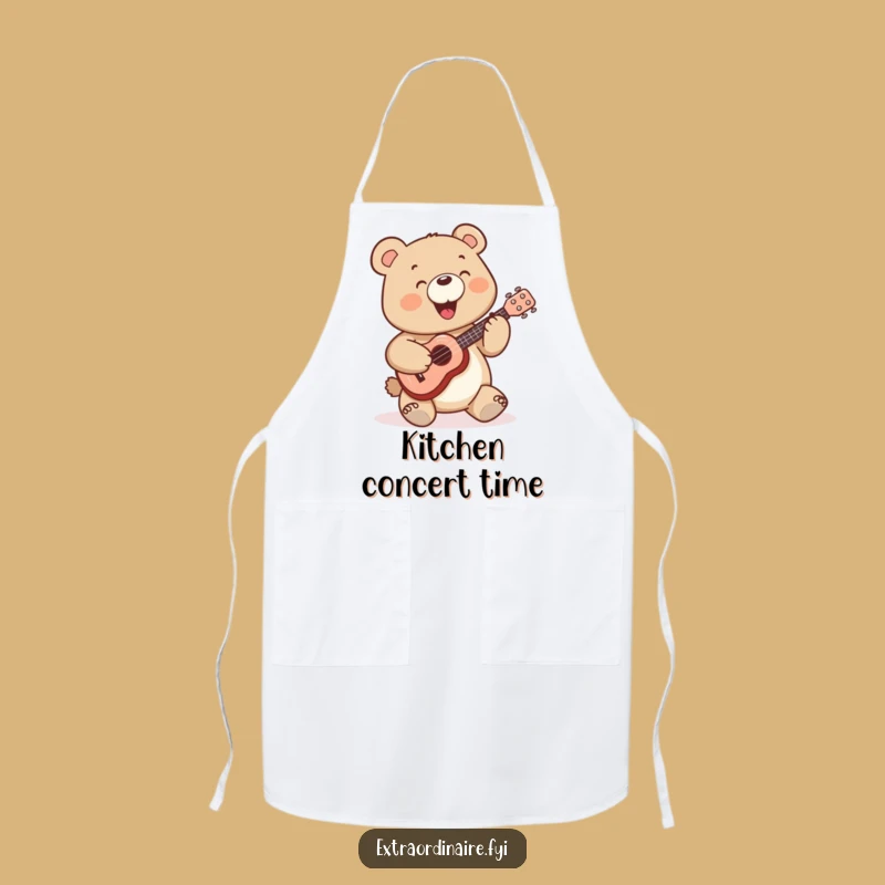 Funny Bear Apron: Kitchen Concerts & Ukulele Fun - Hilarious Chef Gift