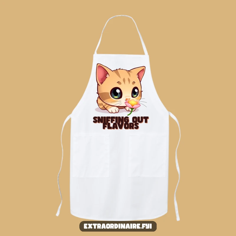 Funny Cat Apron: Curious Kitchen Explorer, Glowing Flower Magic, Funny Gift