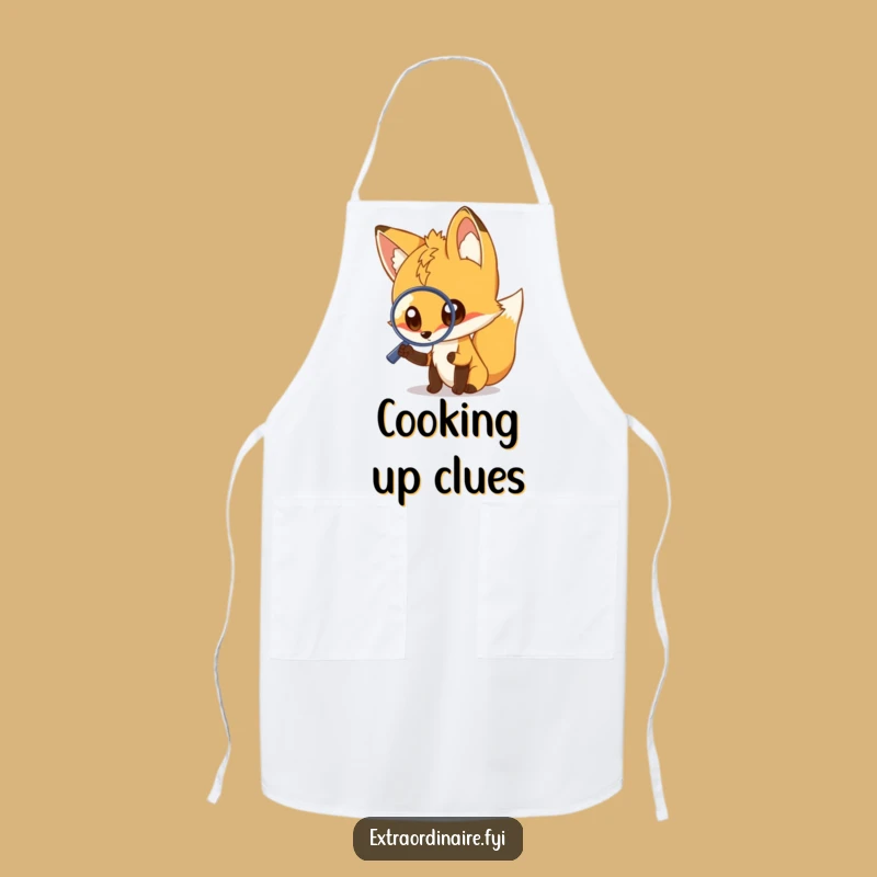 Funny Fox Magnifying Glass Apron - Chef's Hilarious Kitchen Companion