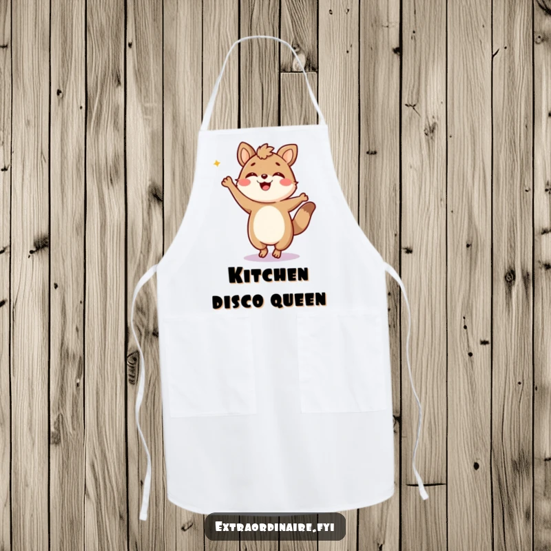 Funny Apron: A jubilant animal character performs a silly, energetic dance, perfect for a fun-loving cook.