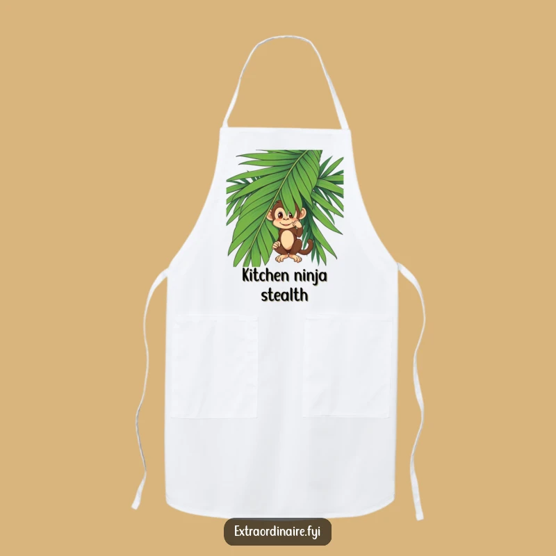 Funny Monkey Apron - Kitchen Primate Palm Leaf Cooking Wear Gift