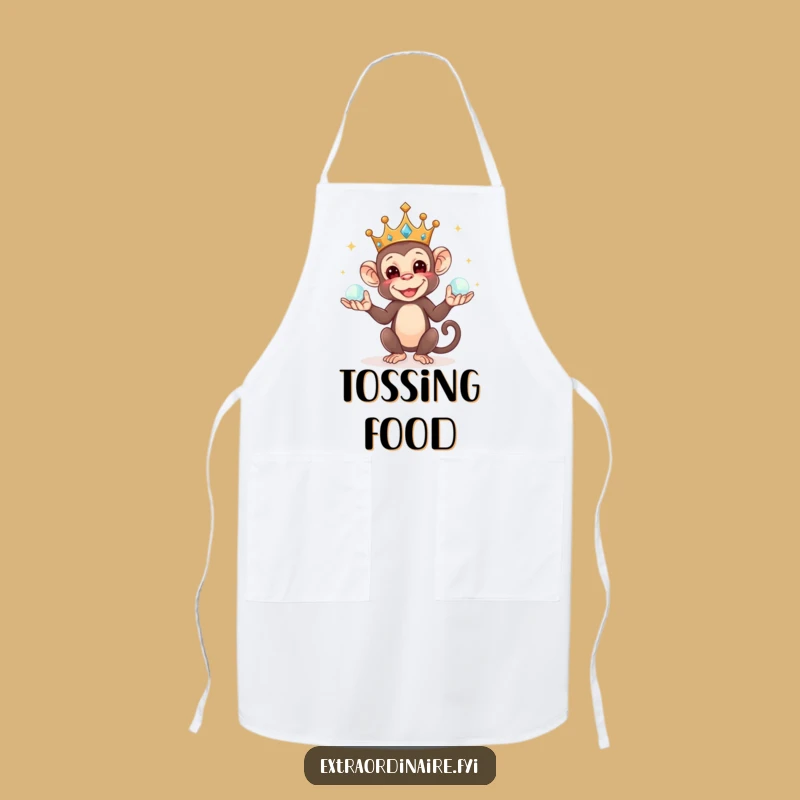 Mischievous Monkey Juggler Apron: Cook Like Royalty with Flair, Fun Funny Gift