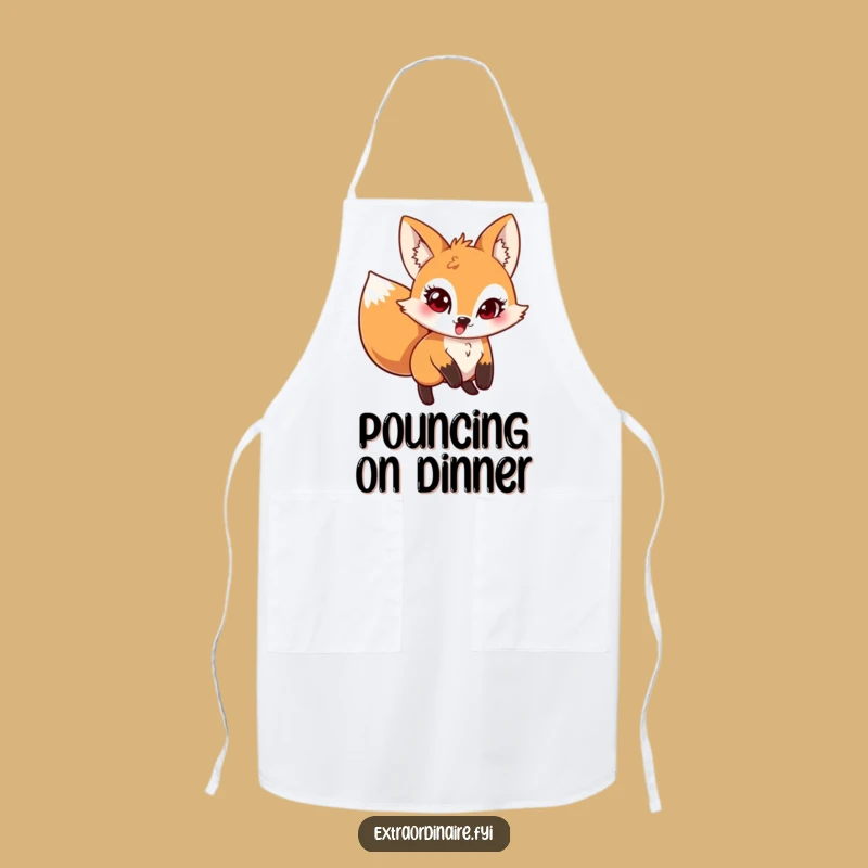 Funny Pouncing Fox Apron: Mischievous Critter Kitchen Wear, Perfect Funny Gift