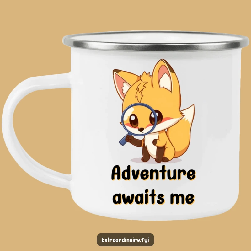Durable Funny Fox Magnifying Glass Camping Mug - Adventure Ready Humor