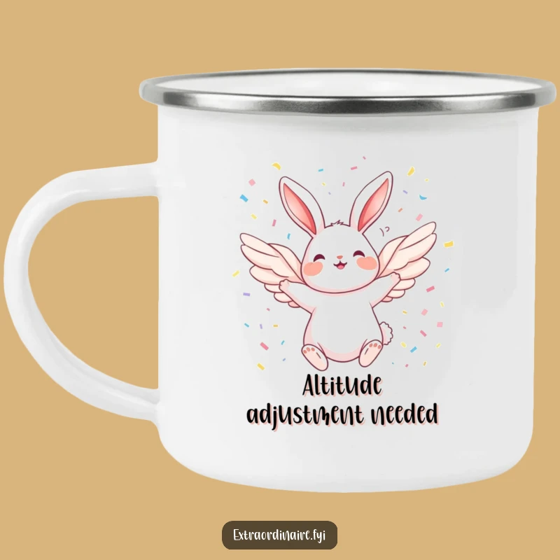 Funny Angel Rabbit Enamel Mug: Joyful Adventures with Winged Companions