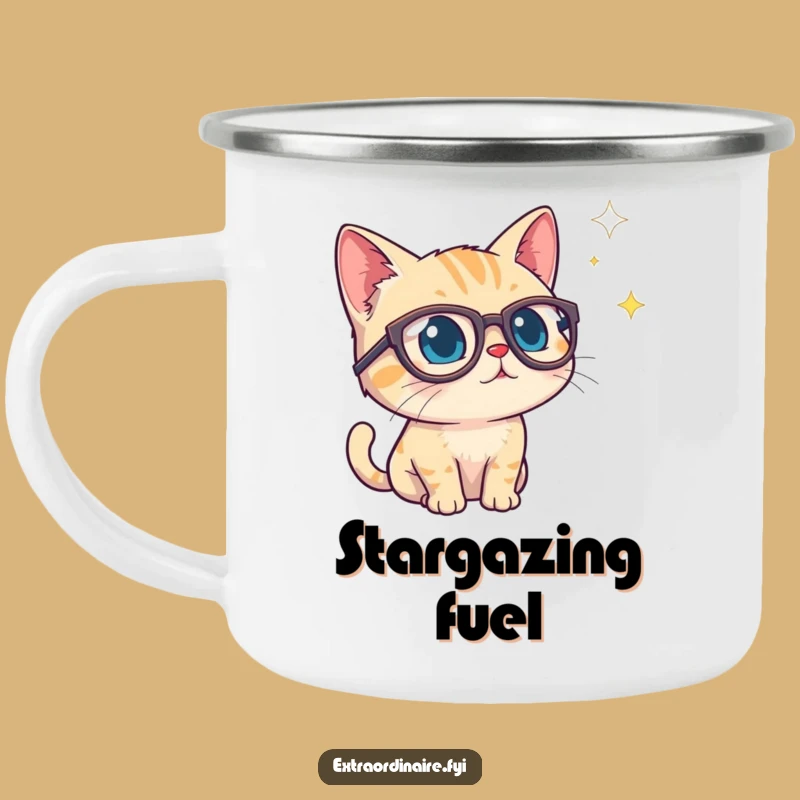 Curious Cat Cosmos Camping Mug: Explore Outdoors with Wonder, Rugged Funny Gift