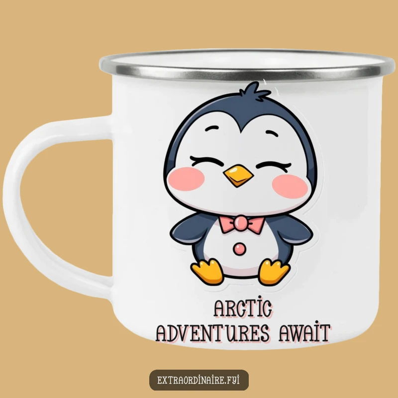 Funny Dapper Penguin Wink Camping Mug: Confident Sips by the Fire