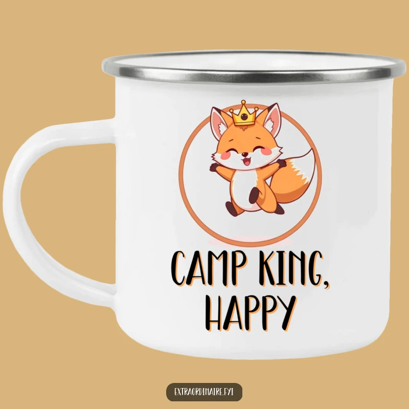 Funny Fox King Camping Mug: Royal Adventures, Perfect Trail Gift