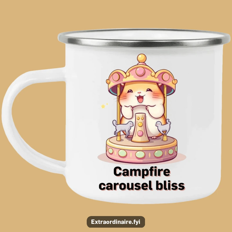 Funny Hamster Carousel Camping Mug: Magical Brews for Outdoor Fun