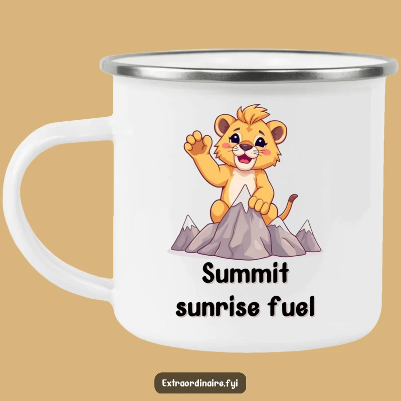 Funny Lion Cub Explorer Camping Mug: Adventure Fuel for Little Lions