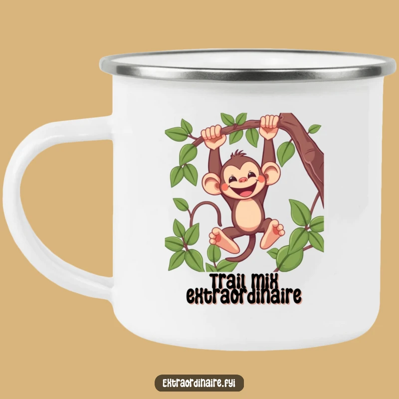 Funny Monkey Camping Mug: Hilarious Swinging Primate Enamel Cup, Perfect Outdoor Gift