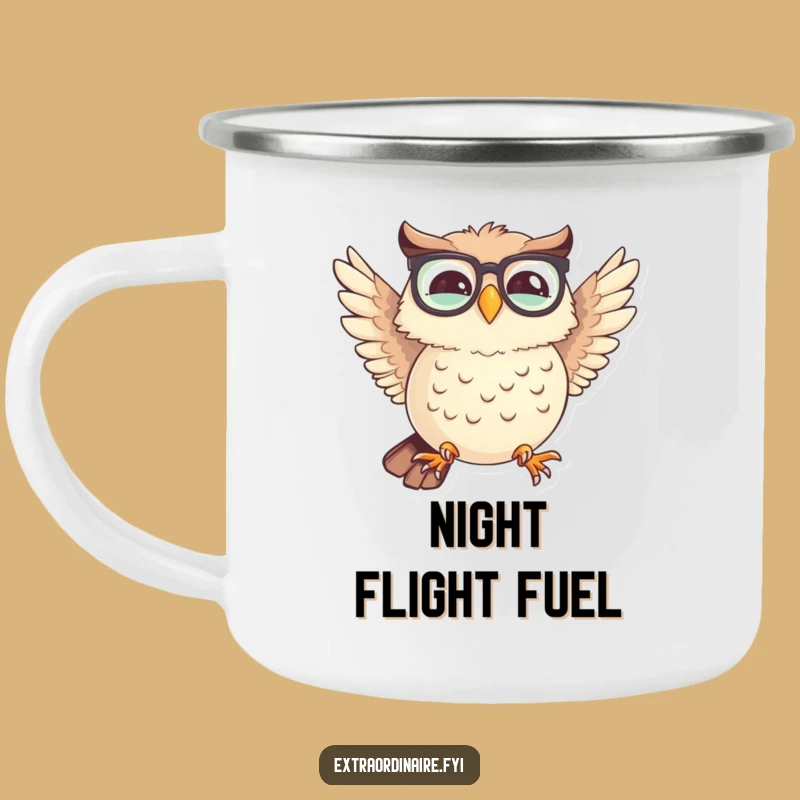 Funny Owl Spectacles Camping Mug: Hilarious Adventures with Wise Birds