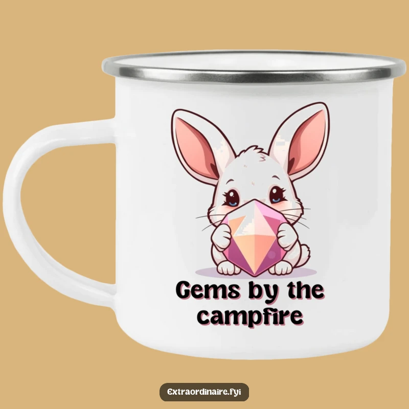 Funny Rabbit Gem Camping Mug: Curious Adventures, Perfect Trail Gift
