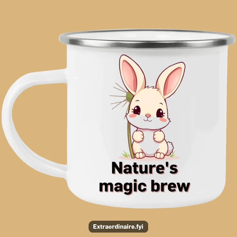 Funny Bunny Dandelion Camping Mug: Whimsical Nature Adventures