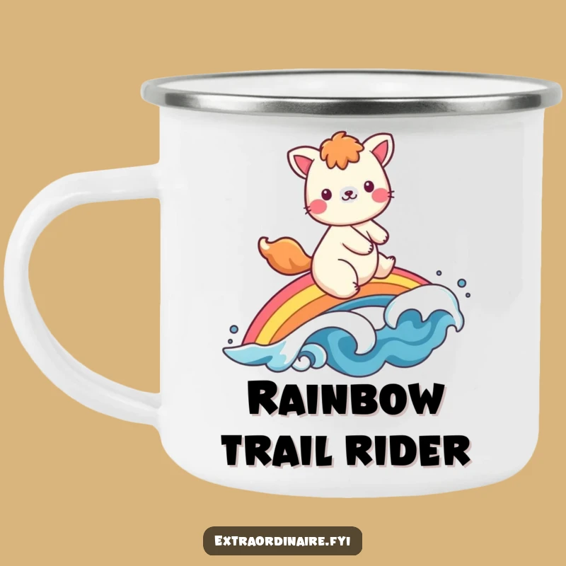 Funny Rainbow Animal Camping Mug - Cheerful Adventure for Outdoor Fun