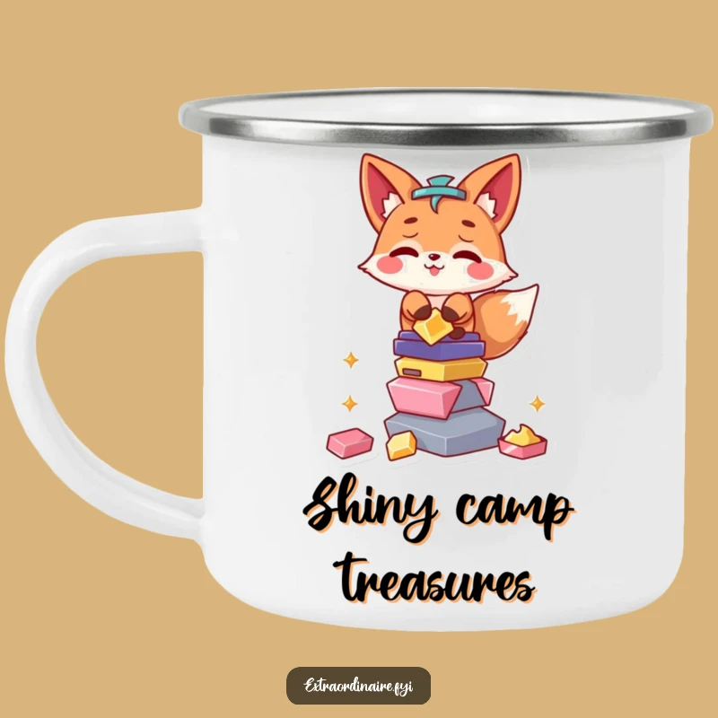 Funny Fox Camping Mug: Outdoor Mischief with Shiny Objects - Adventure Gift