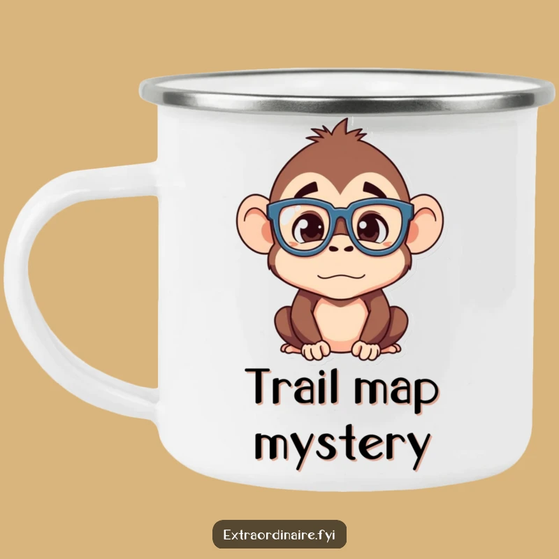 Funny Monkey Camping Mug: Bewildered Brews for Outdoor Fun