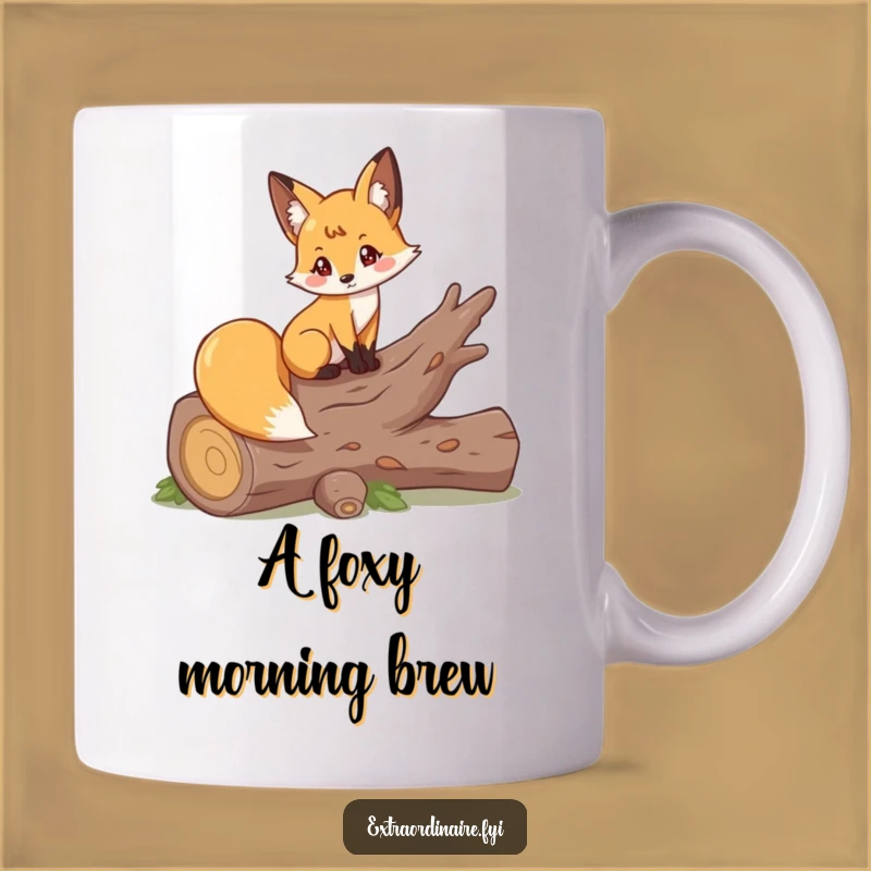 Funny Fox Log Pose Mug: Elegant Woodland Charm, Perfect Funny Gift!