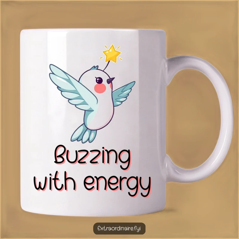 Funny Cheerful Hummingbird Star Mug - A Magical Gift for Dreamers and Optimists