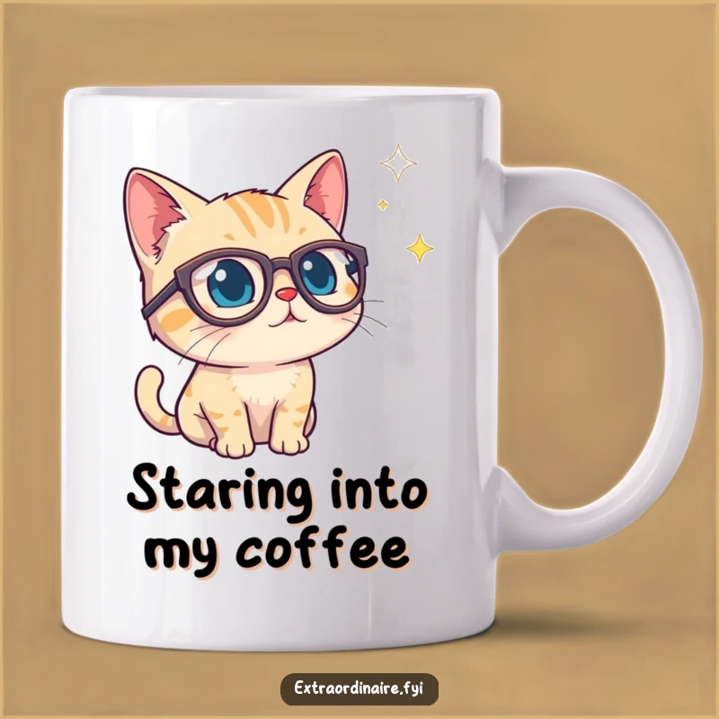 Curious Cat Stargazer Mug: Explore Mysteries with Coffee, Perfect Funny Gift