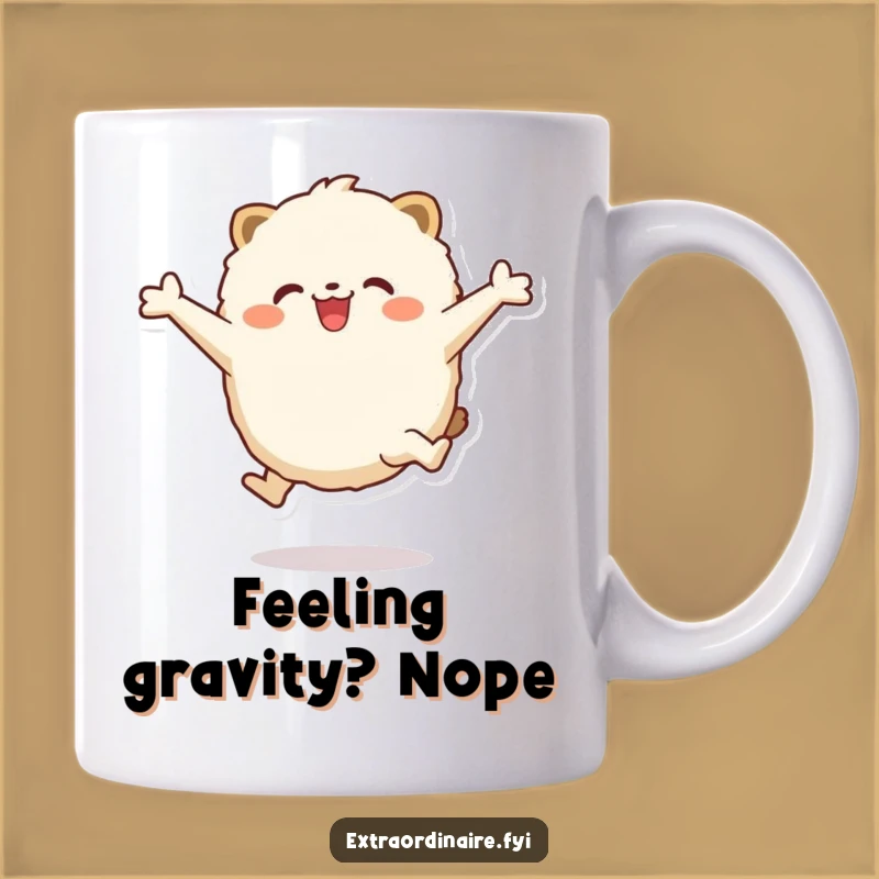 Funny Fluffy Animal Mug: Excited Leaping Character Funny Gift for Joyful Souls