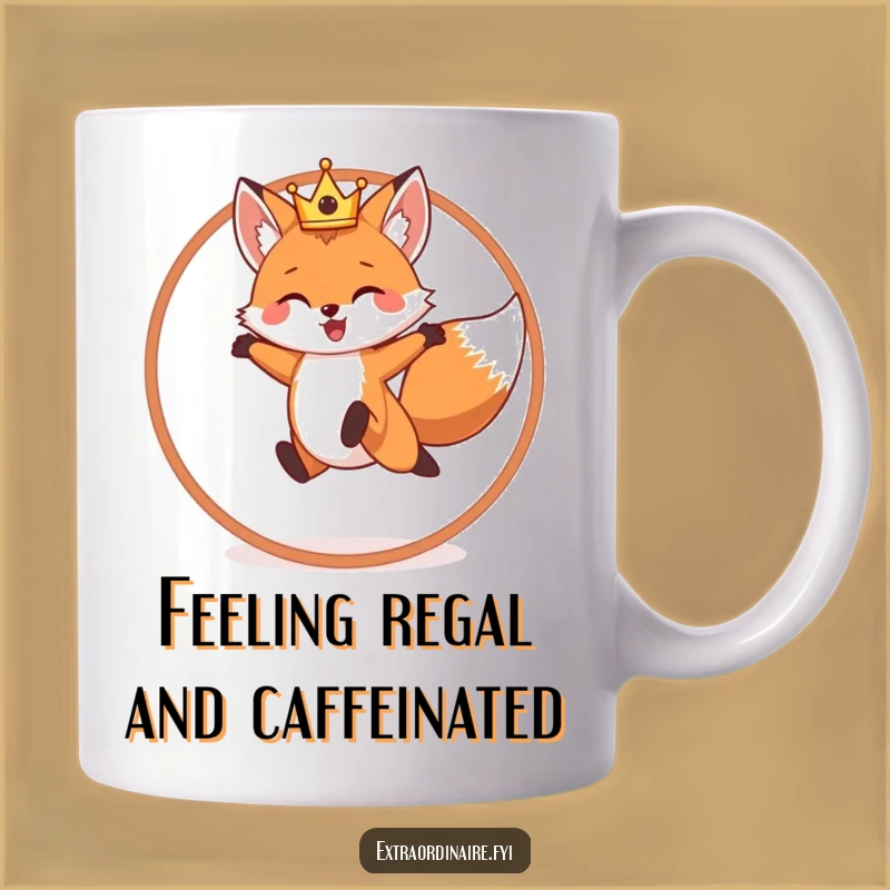 Funny Fox King Mug: Royal Leap, Perfect Playful Gift