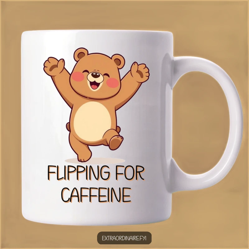 Funny Dancing Bear Mug - Cartwheel Elation Graphic Coffee Cup Gift