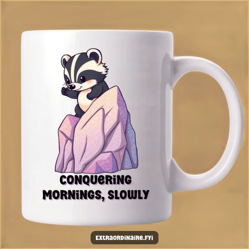 Funny Badger Mountain Mug: Hilarious Gift for the Brave Adventurer