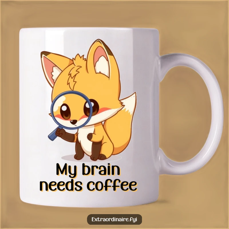 Funny Fox Magnifying Glass Mug - Curious Explorer Gift for Him or Her