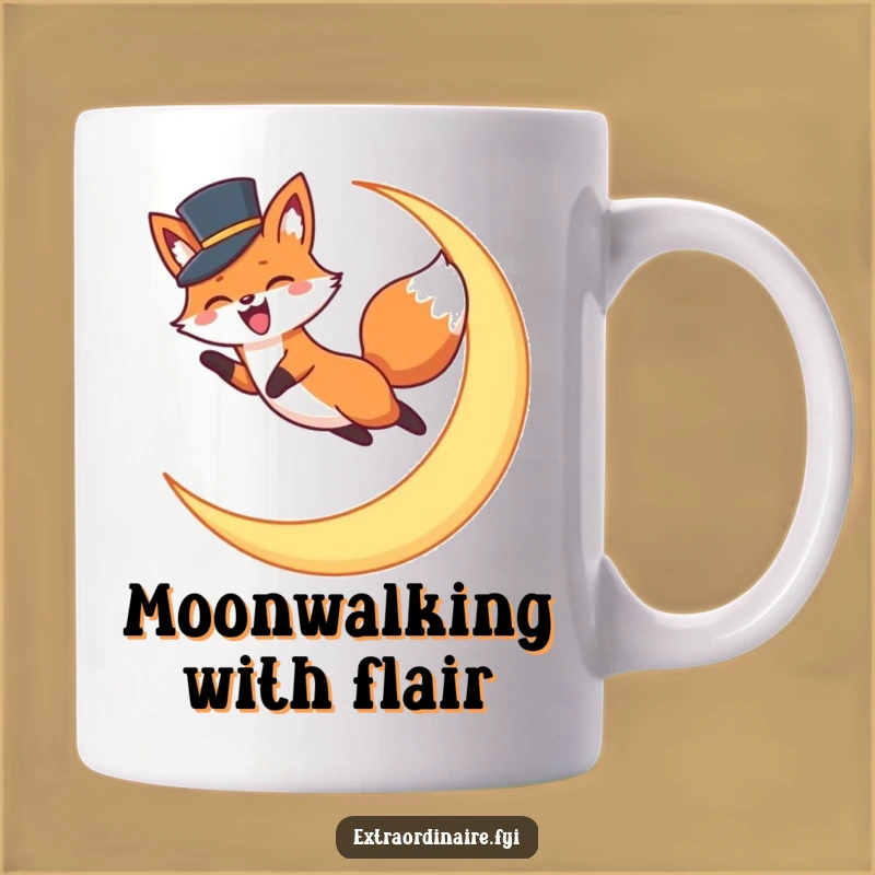 Funny Fox Top Hat Moon Leap Mug: Whimsical Nighttime Adventure Gift