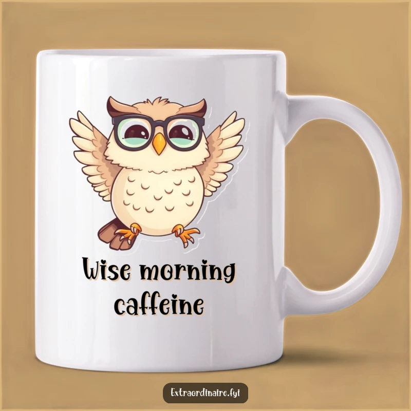 Funny Owl Spectacles Mug: Hilarious Mismatched Wings Gift for Book Lovers