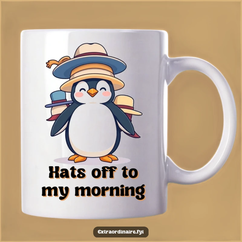 Funny Penguin Hat Stack Mug: Silly Bird Humor for a Hilarious Gift