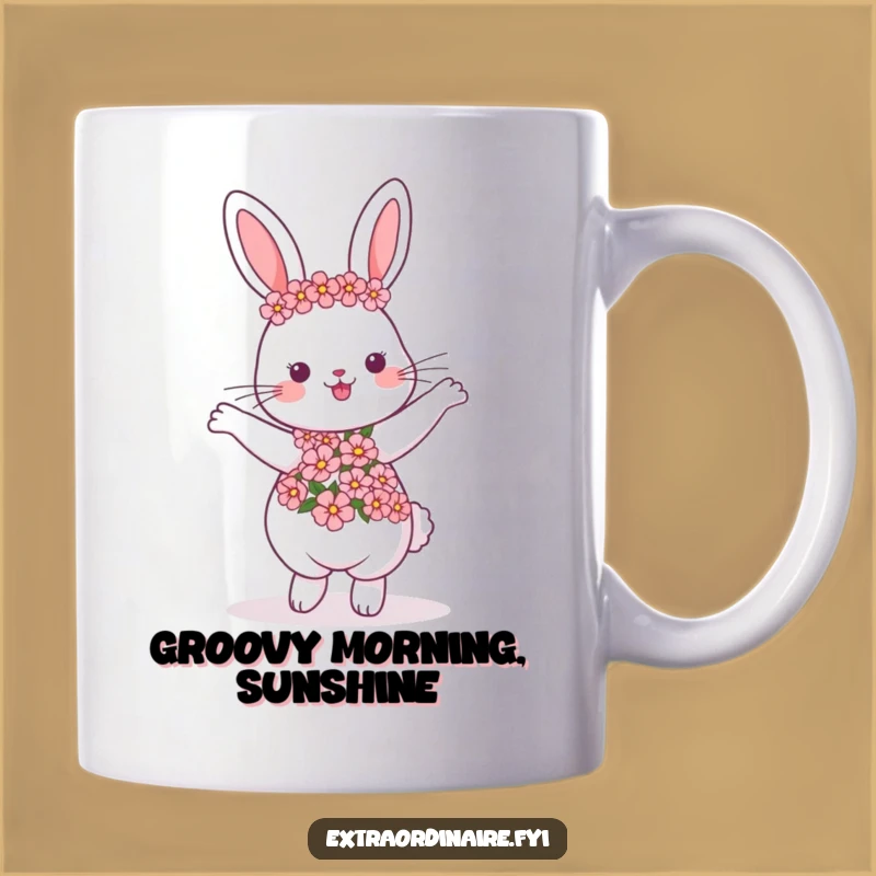 Funny Dancing Rabbit Garland Mug - Joyful & Whimsical Gift for Her