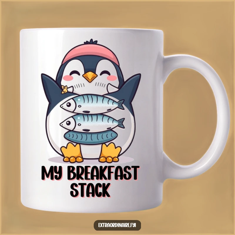 Funny Penguin Fish Stack Mug: Proud Fisherman Gift for Seafood Lovers