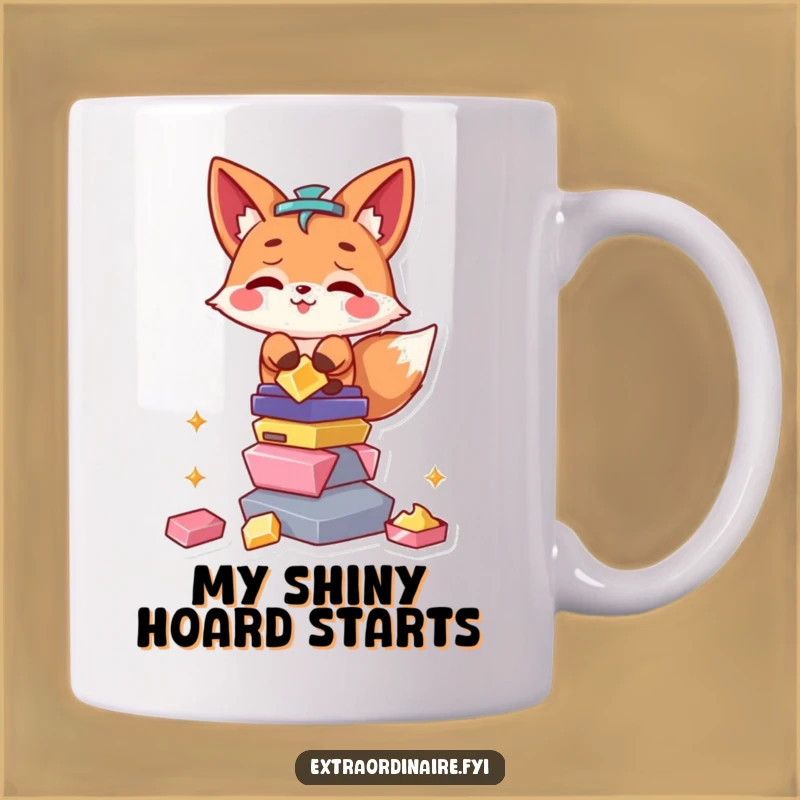 Funny Fox Mug: Mischievous Shiny Object Stacker - Perfect Gift for Collectors