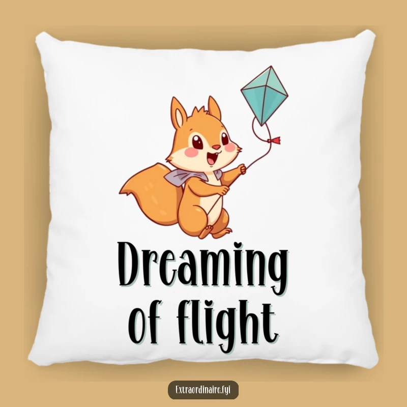 Funny Squirrel Pillow: Cozy Adventure & Kite Dreams - Comfy Funny Gift