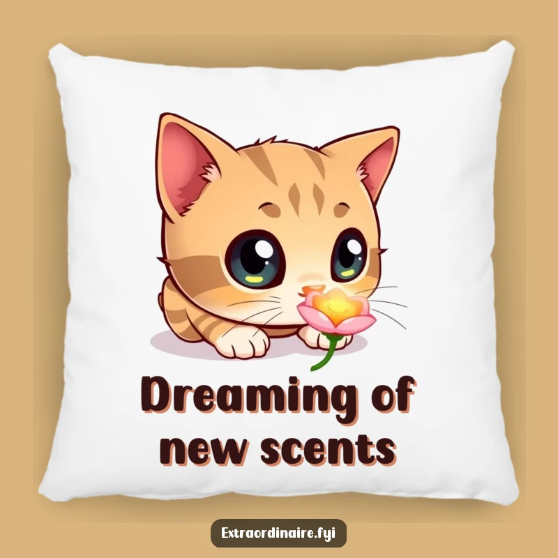 Funny Cat Pillow: Cozy Curiosity, Glowing Bloom Accent, Perfect Funny Gift