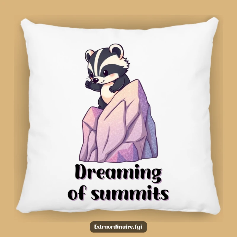 Funny Badger Mountain Pillow: Cozy Up with Brave & Glittery Comfort