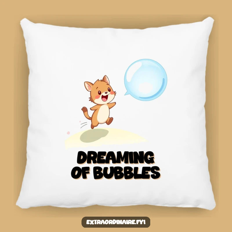 Funny Animal Bubble Chase Pillow - Cozy & Whimsical Pet Accent for Fun
