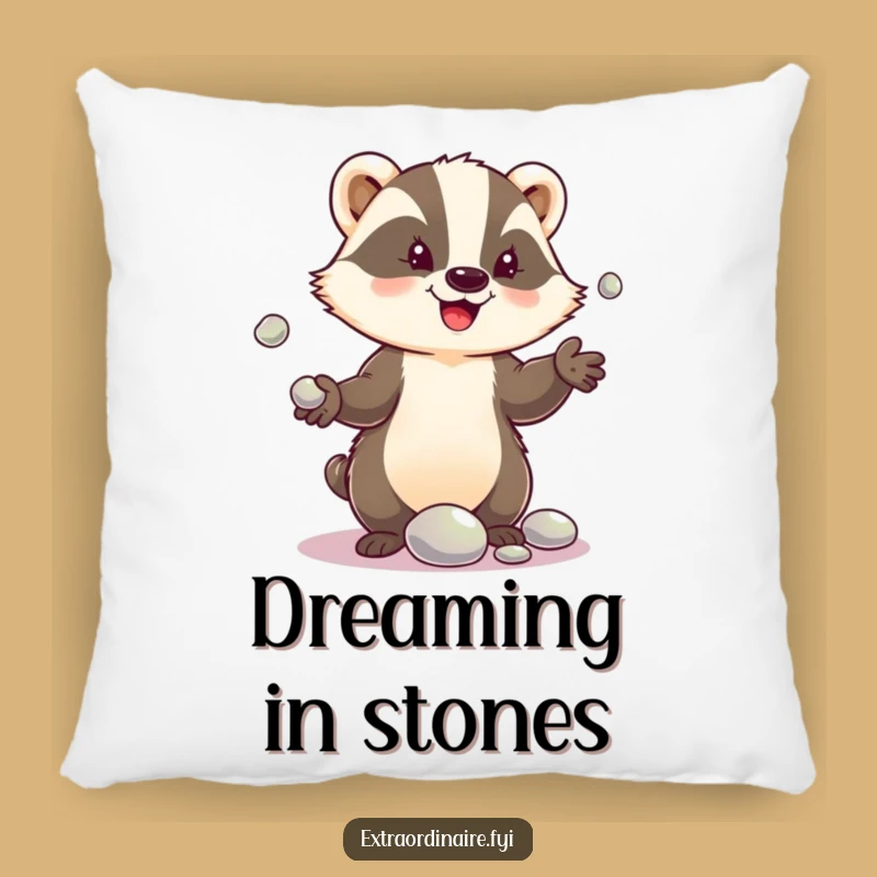 Funny Badger Pebble Juggle Pillow: Cuddle Up with Delighted Comfort!