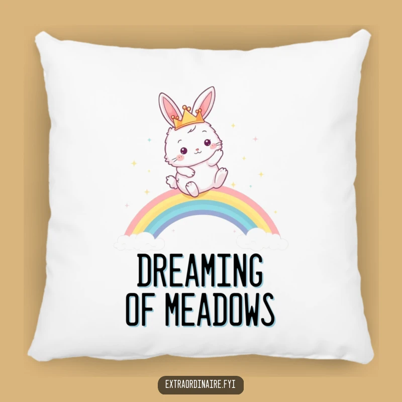 Funny Bunny Rainbow Pillow: Cozy Cushion with Regal Leap, Perfect Funny Gift
