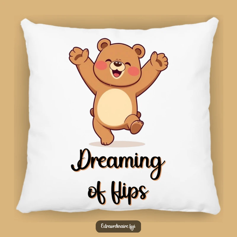 Funny Dancing Bear Pillow - Cozy Cartwheel Elation Cushion Gift