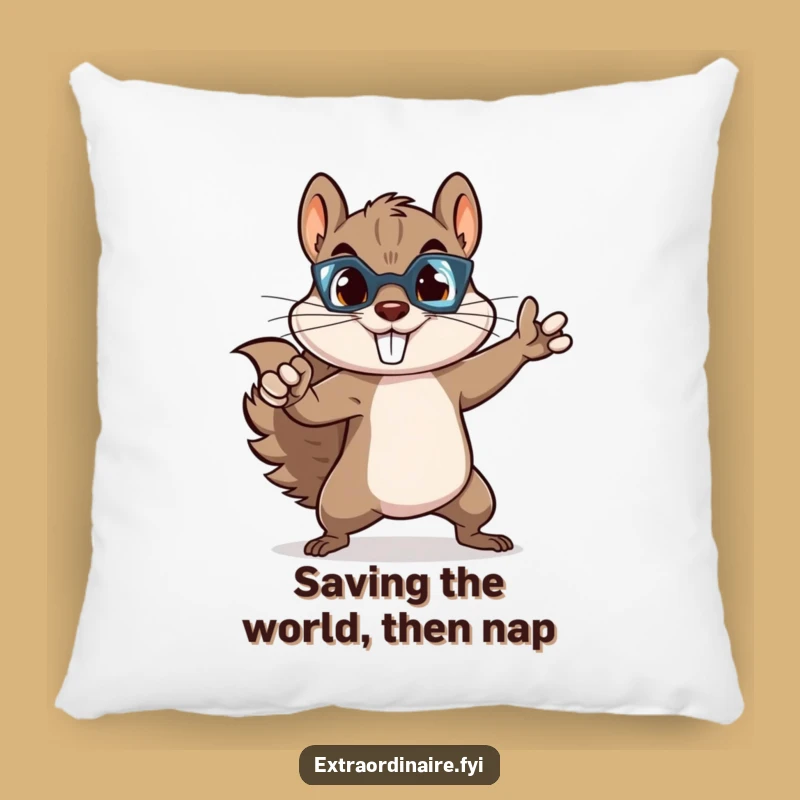 Funny Squirrel Superhero Pillow: Cozy Up with This Hilarious Heroic Comfort