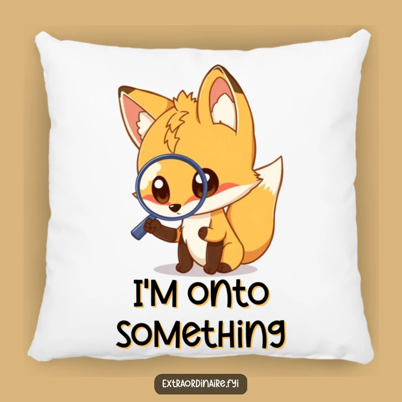 Cozy Funny Fox Magnifying Glass Pillow - Cute & Comfy Humorous Decor
