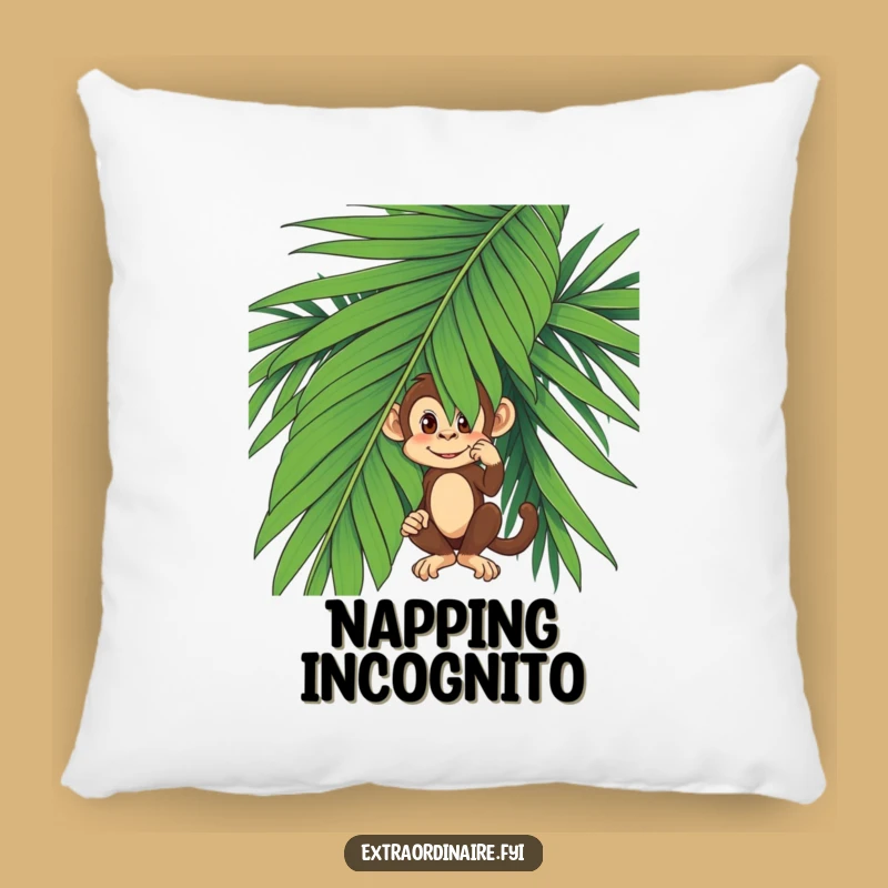 Funny Monkey Pillow - Cozy Palm Leaf Primate Throw Cushion Gift